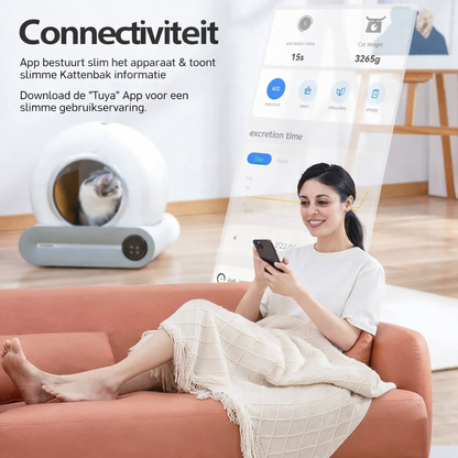 Slimme Zelfreinigende Kattenbak – Extra Groot (65L) met App-bediening