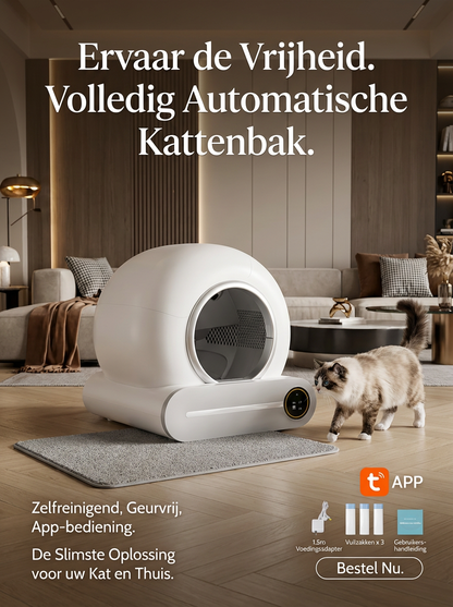 Slimme Zelfreinigende Kattenbak – Extra Groot (65L) met App-bediening