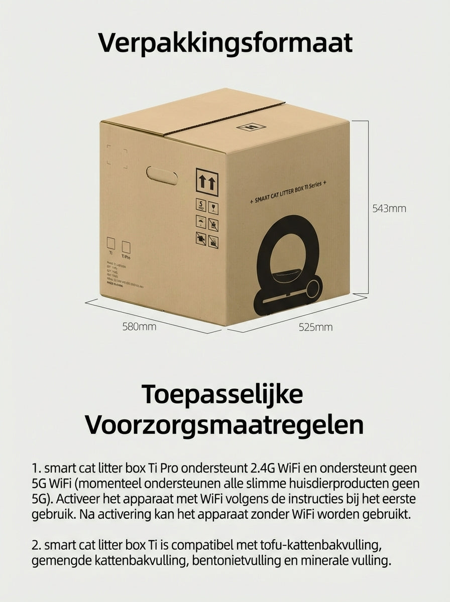 Slimme Zelfreinigende Kattenbak – Extra Groot (65L) met App-bediening