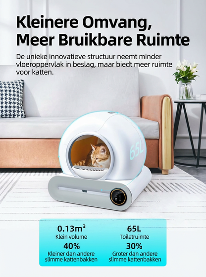 Slimme Zelfreinigende Kattenbak – Extra Groot (65L) met App-bediening