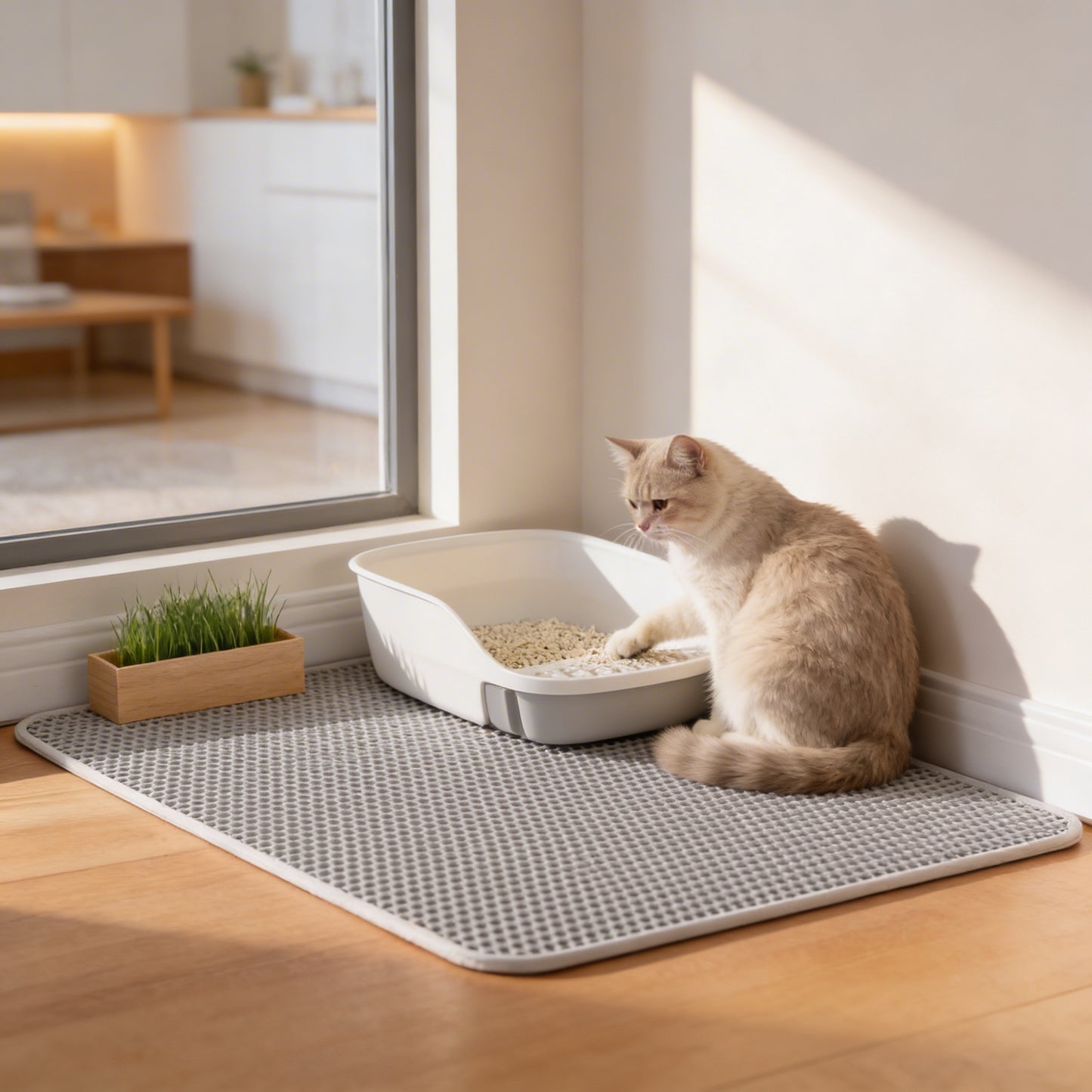 Premium Dubbel Laags Kattenbakmat – Waterdicht & Antislip